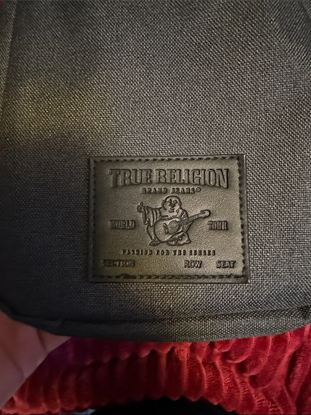 True Religion Black Sling Crossbody Bag with Silver Strap